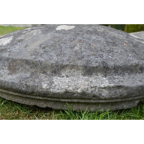 805 - Pair of 19th Century Limestone Dome top Pier Caps (110cm diameter)