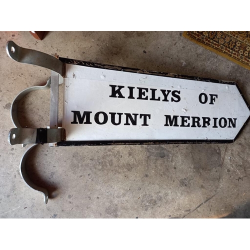 824 - Large Pole Mounted Doublesided Aluminium Finger Post Road Sign - Kielys Pub, Mountmerrion.  With Bra... 