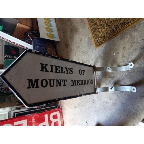 824 - Large Pole Mounted Doublesided Aluminium Finger Post Road Sign - Kielys Pub, Mountmerrion.  With Bra... 