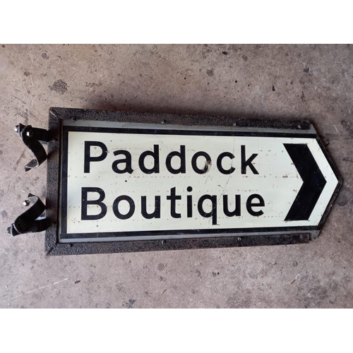 825 - Paddock / Boutique Fingerpost Reflective Sign with Iron Frame and mounts  (72cm x 32cm)