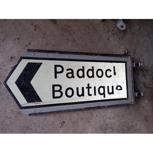 825 - Paddock / Boutique Fingerpost Reflective Sign with Iron Frame and mounts  (72cm x 32cm)