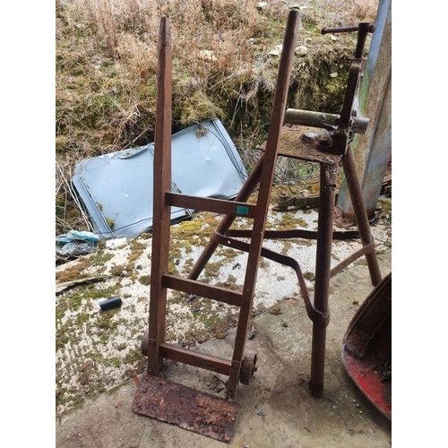 86 - Pipe bender, tractor seat and sack barrow.