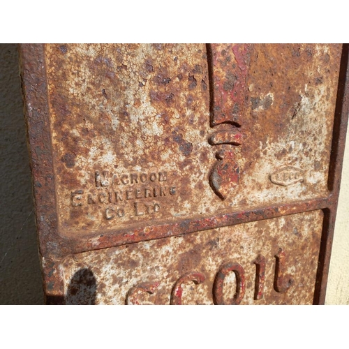 899 - Rare Irish MECo Cast Iron Road Sign.  - 1920's Bilingual Scoil/School.  Macroom Engineering Co (Cork... 