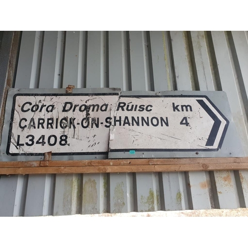 90 - Carrick on Shannon road sign, as found. {W 180 cm x H 60 cm}