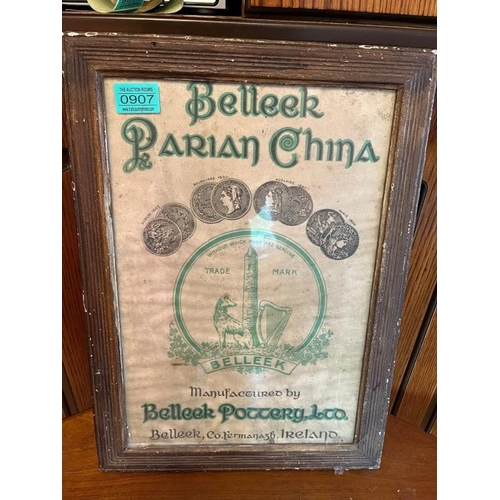 907 - Belleek Parian China advert. {33 cm W x 47 cm H}