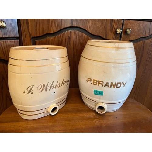 916 - Antique whiskey and brandy barrels. {29 cm W x 30 cm H x 20 cm D}