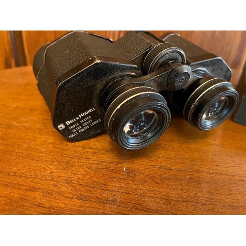 925p - Classique cased binoculars and watch, and Bell & Howell binoculars.