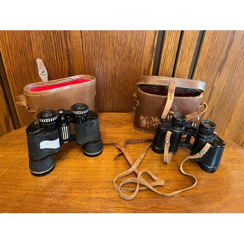 925r - Carl Wetzlar binoculars, leather case and another.