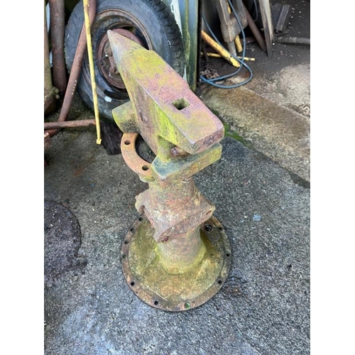 929 - Small anvil on stand. {30cm W x 75 cm H}