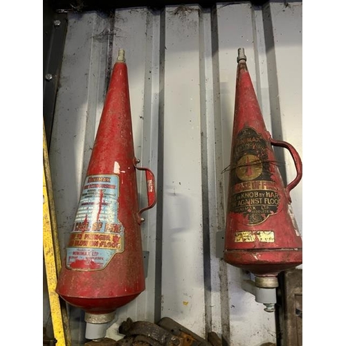 931 - Two vintage conical shape fire extinguishers (display only). {Largest 80cm H}