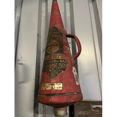 931 - Two vintage conical shape fire extinguishers (display only). {Largest 80cm H}