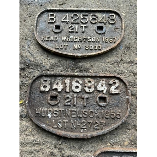 965 - Five vintage metal railway carriage plates.