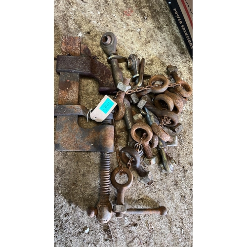 1293 - G. Clamp, 2 Top Links (short) and some ramsome Plough Parts