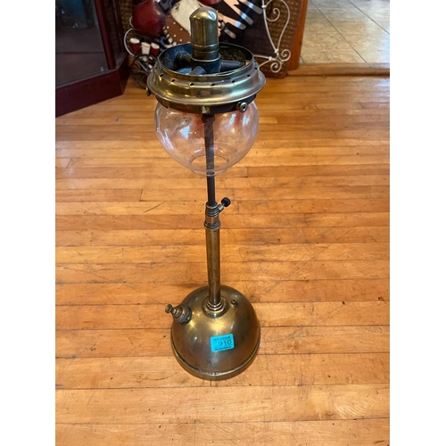 910 - Brass Tilley lamp. {20 cm W x 57 cm H}