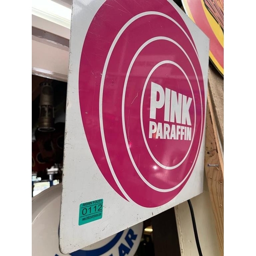 112 - Pink Paraffin Double Sided Tin Sign (40cm x 40cm)