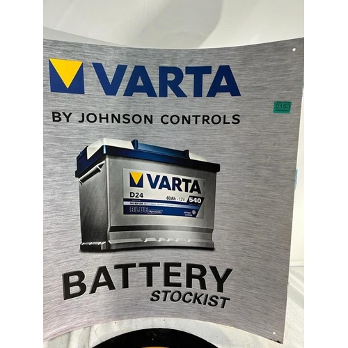 153 - Varta Batteries Advertising Sign (68cm x 70cm) and 30 Road Sign