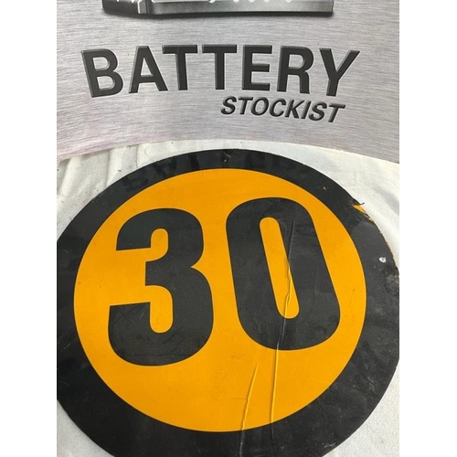 153 - Varta Batteries Advertising Sign (68cm x 70cm) and 30 Road Sign