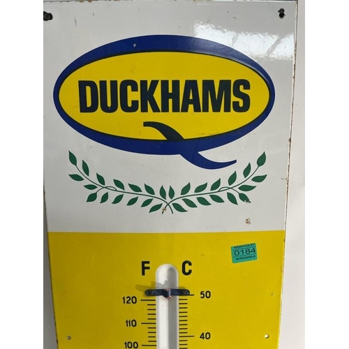 184 - Duckhams Enamel Garage Sign (no tube) (34cm x 92cm)