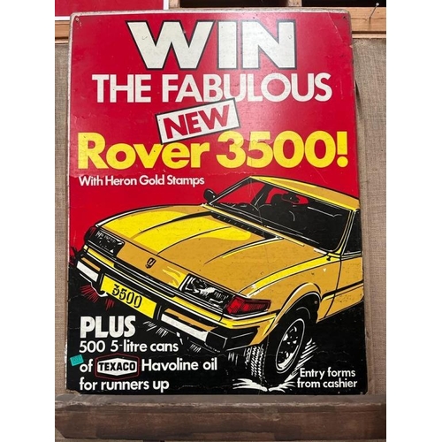 21 - Vintage Hardboard Rover 3500 Advertising Sign (90cm x 120cm)