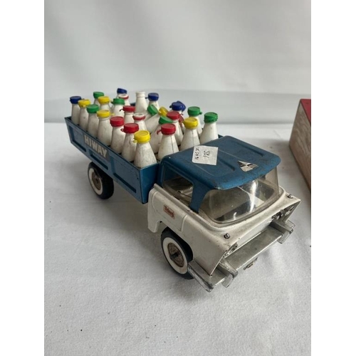 24 - Vintage Triang Milk Truck, Garage Model and Railway Platform with Accessories