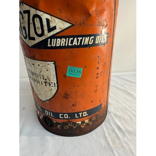 36 - Vintage Vigzol Lubricating Oils 5 Gallon Sign (29cm x 43cm)