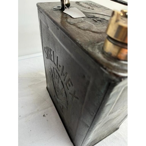 40 - Shell Mex Original Petrol Can 2 Gallon with Brass Cap (25cm x 32cm x 15cm)