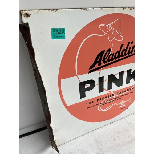 45 - Aladdin Pink Paraffin  Double Sided Sign (50cm x 42cm)