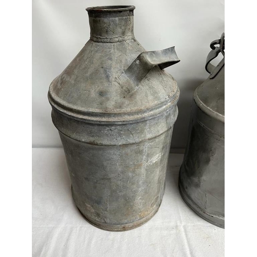 47 - Three old 5 Gallon Metal Petrol Pourers by Feaver