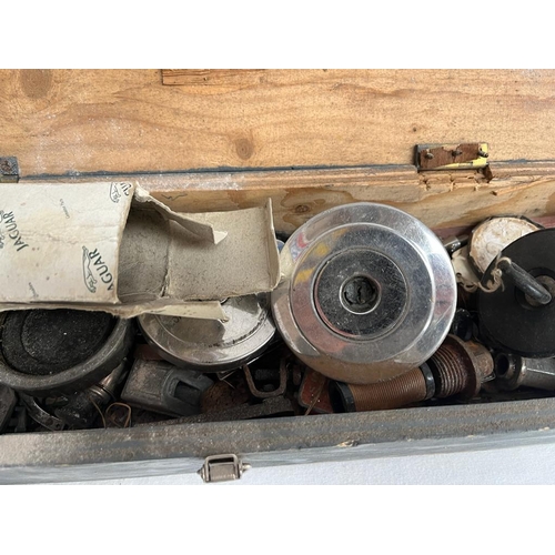 48 - Good collection of Petrol Caps etc in Timber Box