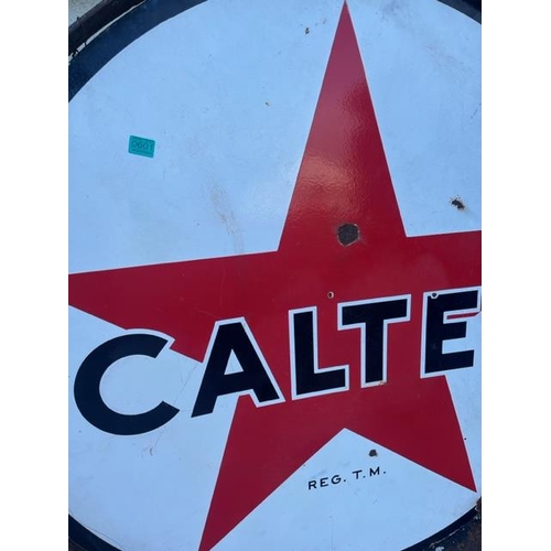 601 - Rare Caltex Petrol Station Forecourt Sign - Double Sided Enamel (125cm x 150cm)