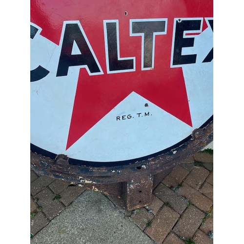 601 - Rare Caltex Petrol Station Forecourt Sign - Double Sided Enamel (125cm x 150cm)