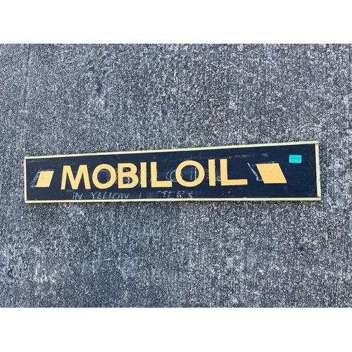 608 - Mobil Oil Painted Timber Sign (110cm x 19cm)