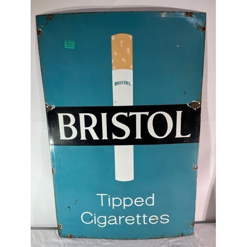 631 - Vintage Bristol Tipped Cigarettes Enamel Sign - Mint (60cm x 90cm)