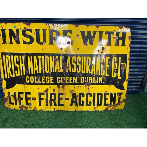 633 - Irish National Assurance Co. Ltd. College Green Enamel Sign (rare) - (182cm x 124cm)