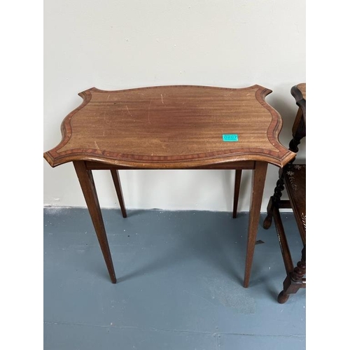 207 - Edwardian Inlaid Mahogany Lamp Table (60cm x 70cm x 37cm) and a Vintage Oak Table