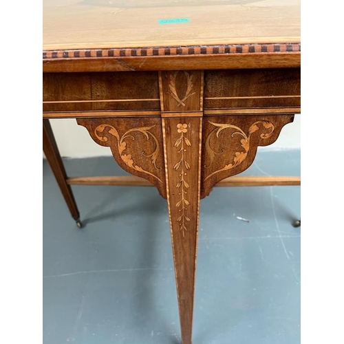 210 - Late Victorian Inlaid Mahogany Centre Table profusely inlaid with satinwood, olivewood etc (91cm x 9... 