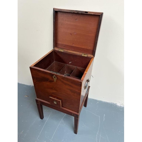 215 - Georgian Mahogany Cellarette with Boxwood stringing and unusual drawer (36cm x 64cm x 32cm)