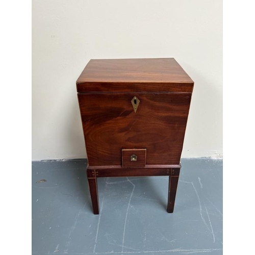 215 - Georgian Mahogany Cellarette with Boxwood stringing and unusual drawer (36cm x 64cm x 32cm)