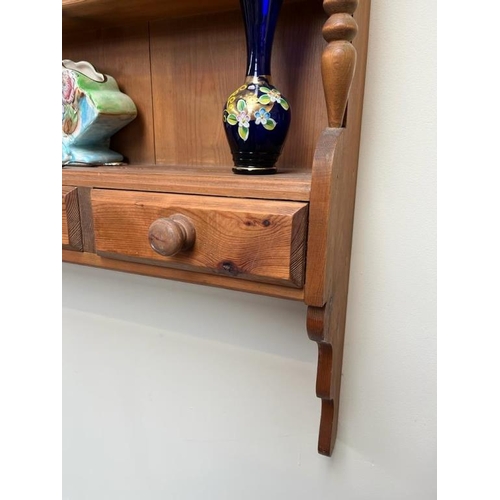 217 - Victorian Style Pine Wall Shelf with 3 Drawers (80cm x 110cm)