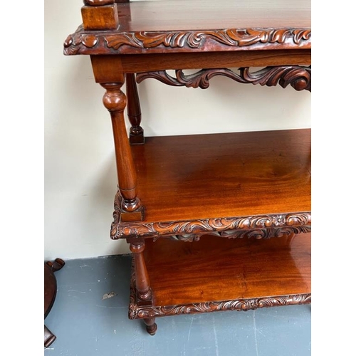 219 - Victorian Style Hardwood 4 Tier Rectangular Display Stand (ideal for photos) - (67cm x 130cm x 37cm)