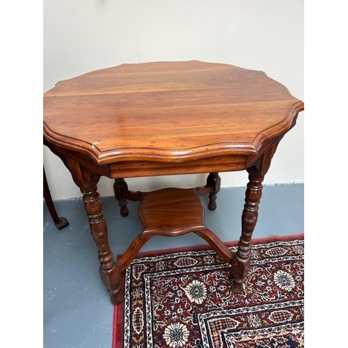 220 - Edwardian Mahogany Circular Centre Table on paw feet (74cm x 74cm) and an Edwardian Walnut Table