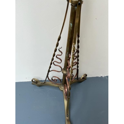 225 - Art Nouveau Brass and Copper Standard Lamp with associated shade (160cm)