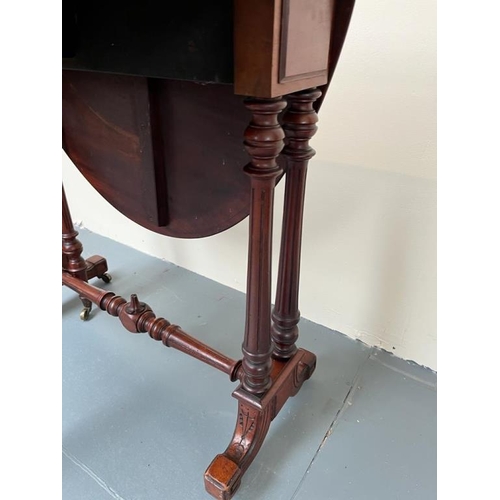 234 - Victorian Mahogany Yacht or Sutherland Table on turned supports (75cm x 72cm x 26cm)