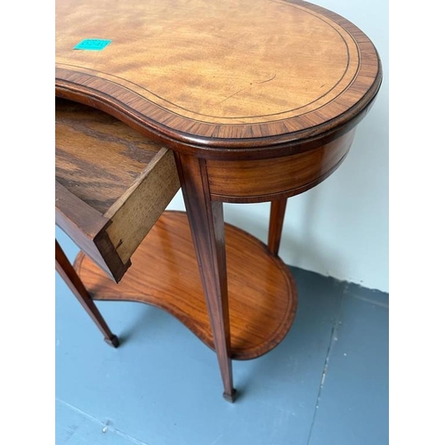 240 - Quality Edwardian Satinwood Kidney Shape Occasional Table with 1 Drawer and undertier on spade legs ... 