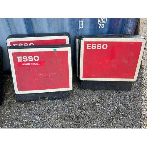 255 - 4 Esso Plastic and Metal Petrol Pump Signs (80cm x 75cm)