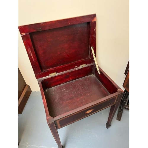 301 - Edwardian Sutherland Table (68cm x 70cm x 20cm) and a Lift Top Piano Stool