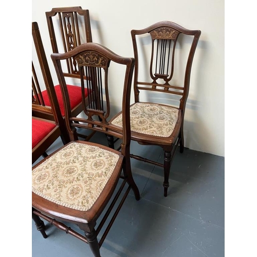 310 - Two Pairs of Edwardian Mahogany Occasional Chairs with inlaid decoration