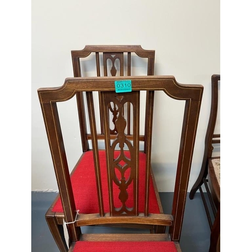 310 - Two Pairs of Edwardian Mahogany Occasional Chairs with inlaid decoration