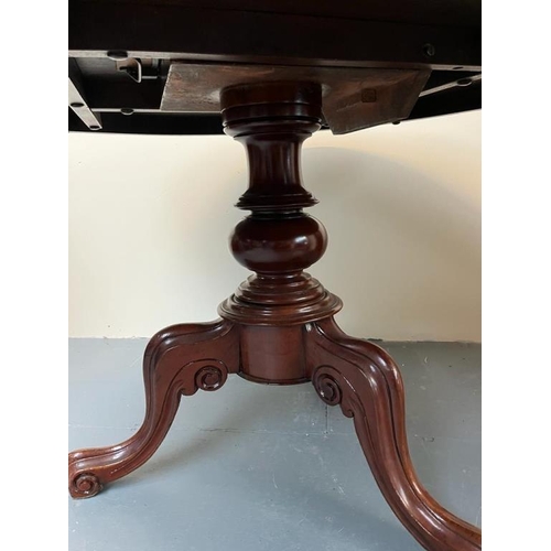 315 - Victorian Mahogany Circular Breakfast Table on turned column over 3 splayed legs (120cm x 70cm)