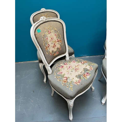 320 - Set of 4 Vintage French Occasional Chairs with Floral Abusson Style Tapestry Upholstery